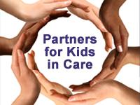 photo of hands encircling "Partners for Kids in Care" text